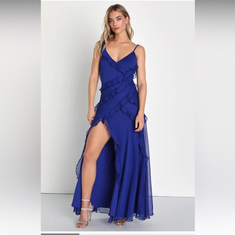 Lulu’s Ruffle Blue Evening Dress